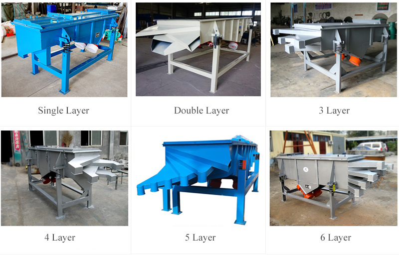 Multilayer linear vibrating screen with different layers