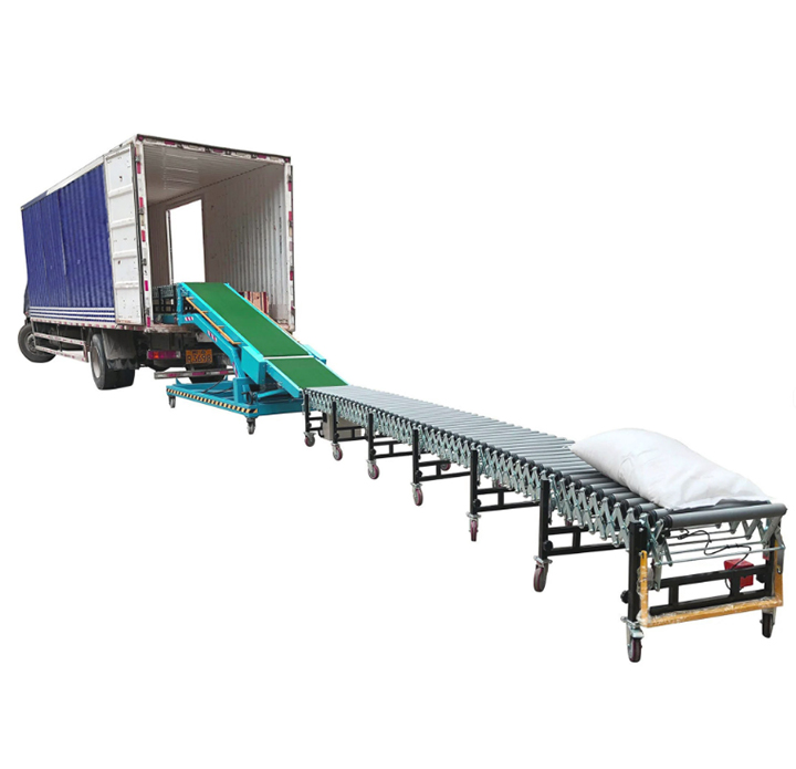 Dahan Mobile Loading Conveyor Combined Roller Conveyor for Bag Cargo Truck Loading