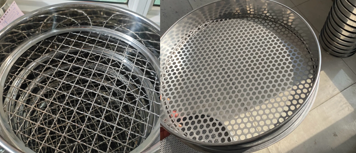 Square mesh and round hole sieve aperture types
