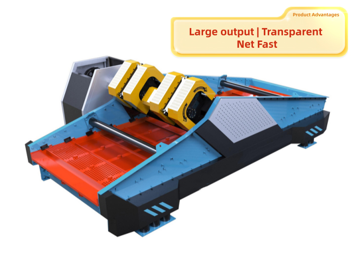 High amplitude vibrate screen with dual-shaft exciter.