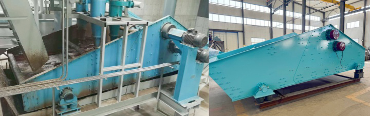 Installation layout of high amplitude vibrate screens on the production line and status of finished equipment in the workshop