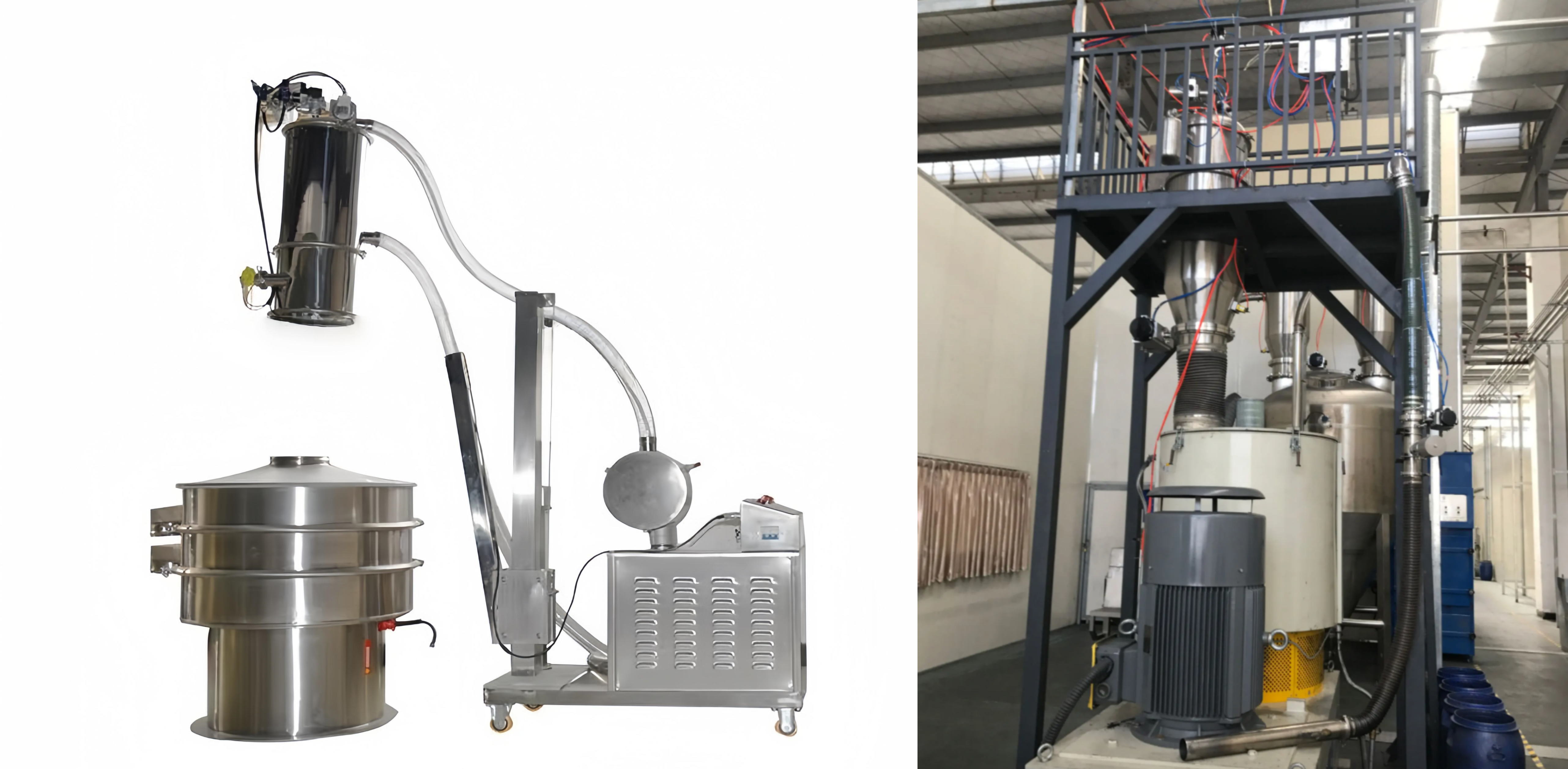 Vacuum loader matched with vibrating sieve, industrial bulk material automatic feeding production line installation