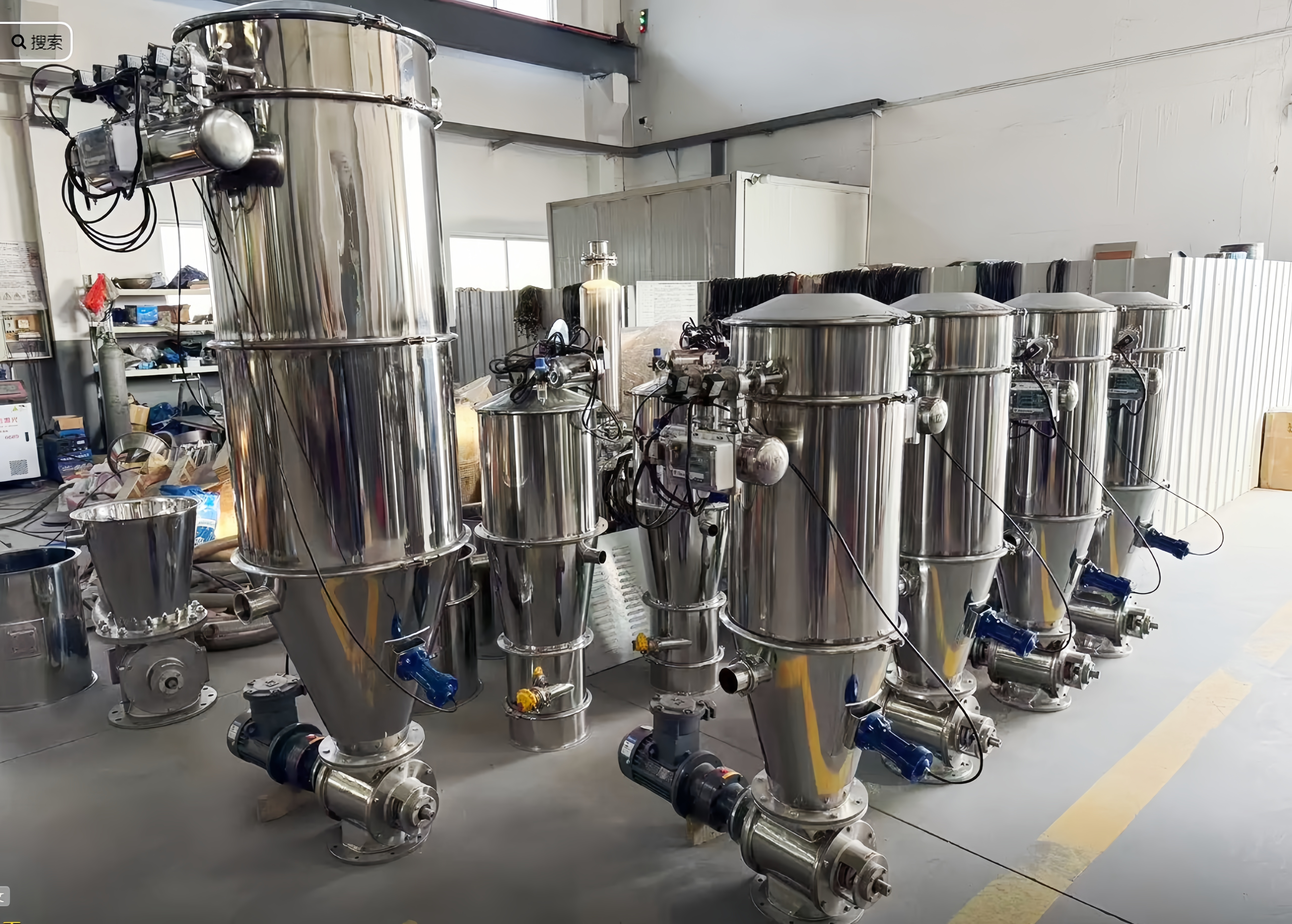 Batch of stainless steel vacuum loaders finished in factory workshop, Dahan automatic vacuum feeding machines for bulk powder material