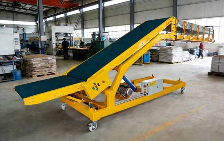 Mobile conveyor for truck loading and unloading in warehouse operations