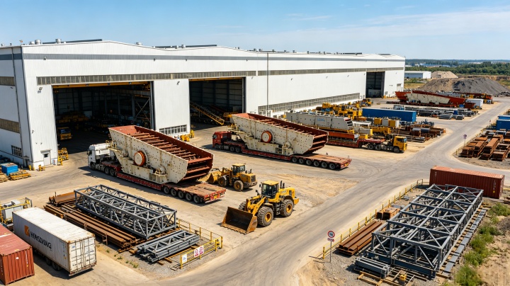 Heavy duty vibrating screen manufacturing workshop in China