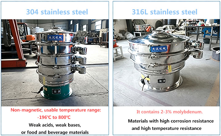 Comparison of different materials of stainless steel vibrating screen