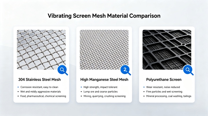 comparison of screen mesh materials stainless steel manganese polyurethane