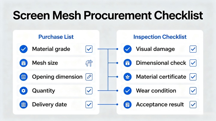 vibrating screen sourcing checklist