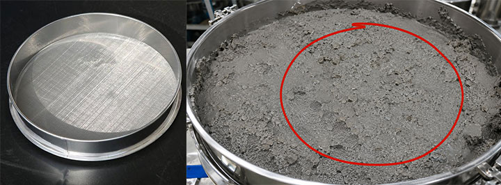 Clean sieve and clogged sieve