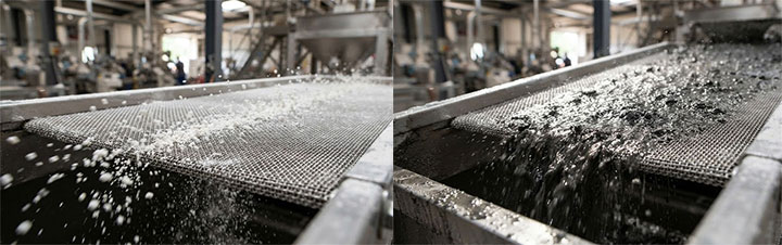 Dry powder materials and materials with high moisture content