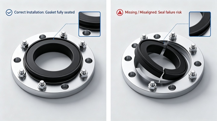 Inspecting gasket and internal components during industrial separator installation to prevent bypass issues