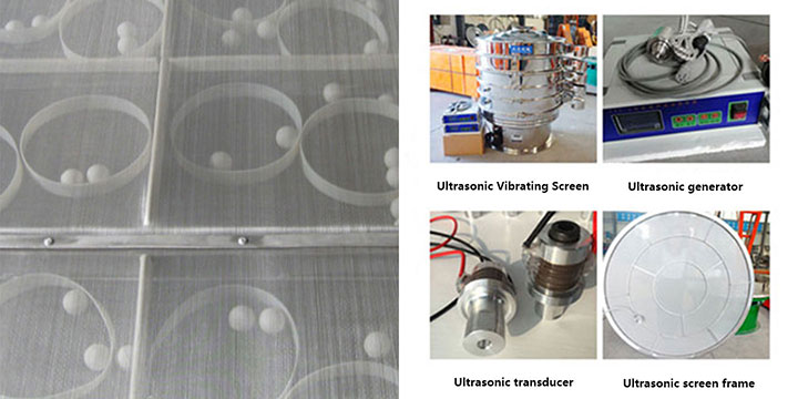 Comparison diagram of anti-blinding systems for multi-deck vibrating screens, showing bounce ball trays and ultrasonic screen cleaning kits to prevent mesh blinding.