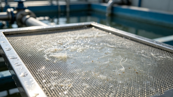Fine wedgewire screen used in MBR wastewater treatment with 2mm openings for removing fibrous contaminants