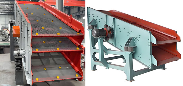 Comparison image of heavy duty industrial triple deck and double deck vibrating screens for aggregate processing