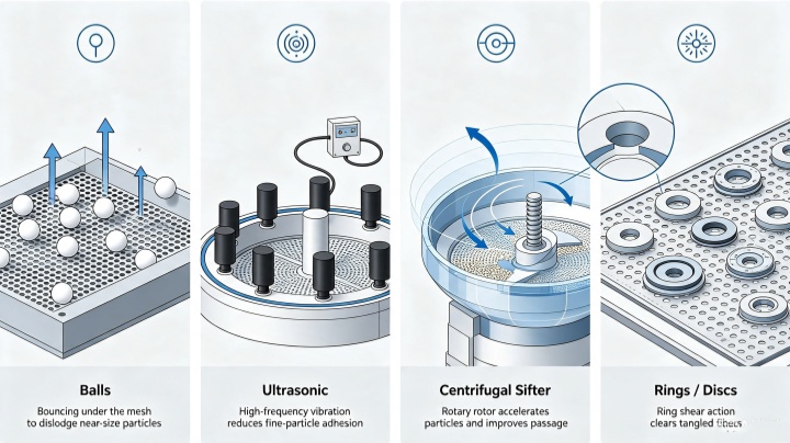 ultrasonic deblinding system for sifter