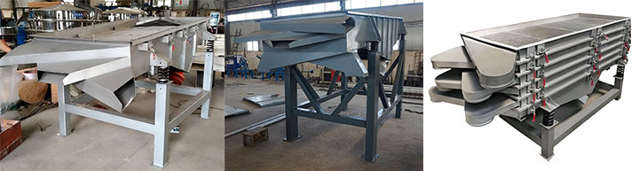 Comparison of different deck configurations for linear vibrating screens: 2-deck, 3-deck, and 5-deck models for multi-stage sizing.