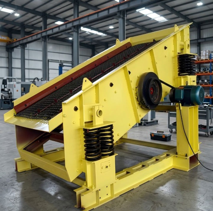 Flip-flow vibrating screen equipped with flexible polyurethane mats for processing sticky coal and slimes