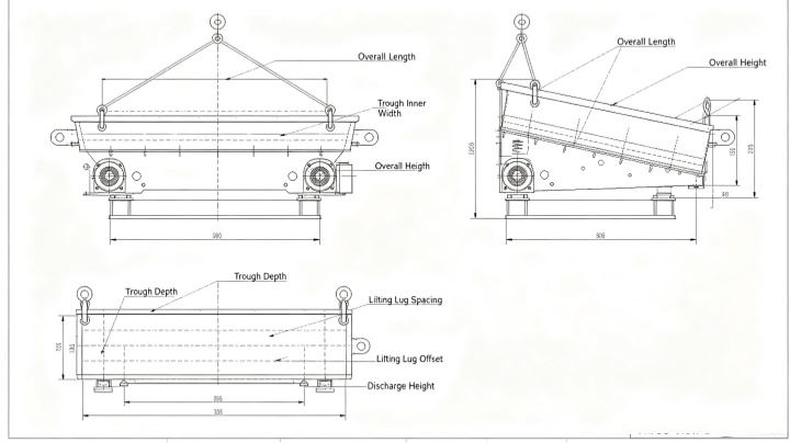 Electromagnetic feeder suspension type CAD dimension drawing