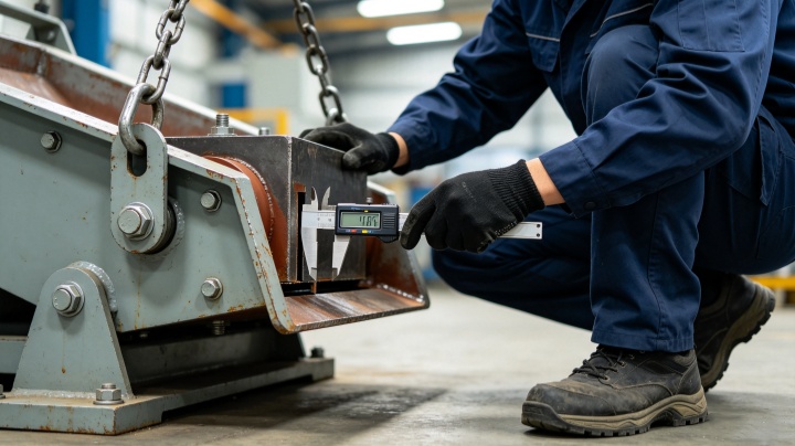 Vibrating feeder air gap adjustment and maintenance check