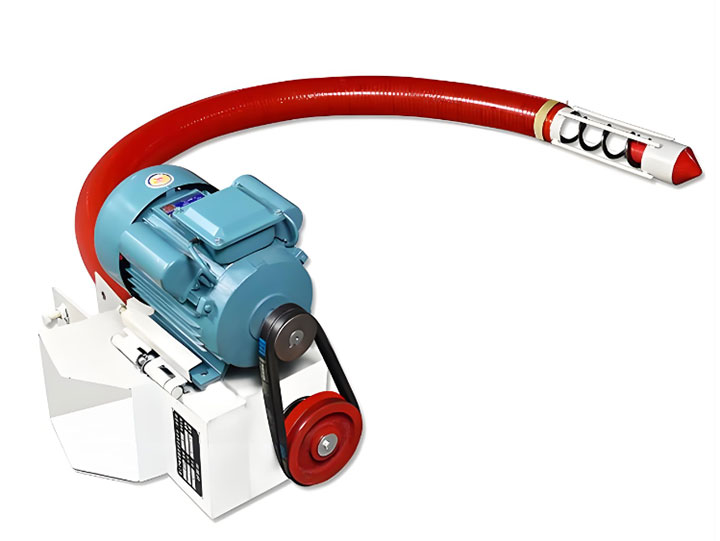Small concrete screw pump with flexible delivery hose manufactured by Dahan Machinery