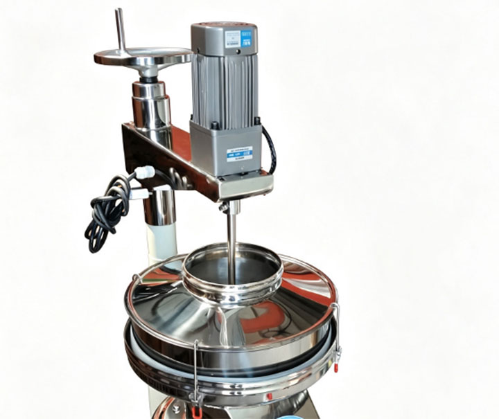 Portable stainless steel lab test sieve shaker on a mobile trolley, designed for high-precision, small-batch sorting and flexible mobility