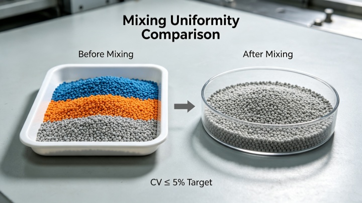 Convective mixing action inside a single shaft paddle blender showing material fluidization