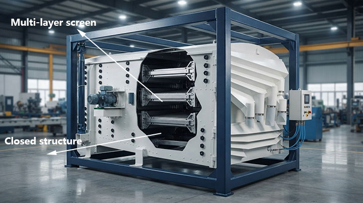 High-precision FYBS Series square tumbler screen with multi-deck configuration for industrial grading.