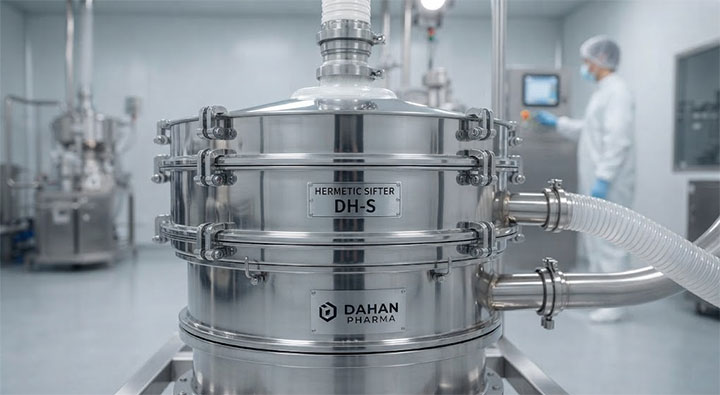Stainless steel pharmaceutical grade closed vibrating sifter preventing environmental cross-contamination for chemical powders