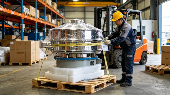 Factory production and quality control of circular motion ultrasonic vibrating screens before shipment