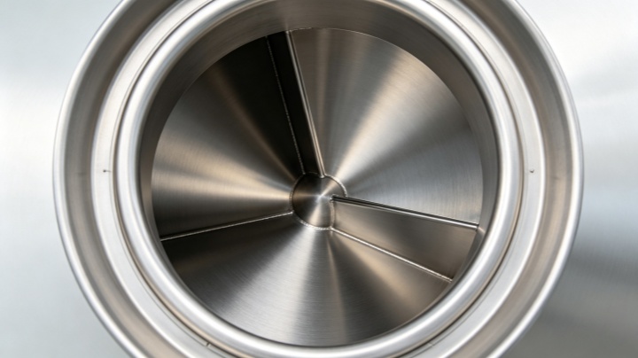 Polished interior surface and sanitary design of Double Cone Rotary Vacuum Dryer for GMP compliance and easy cleaning