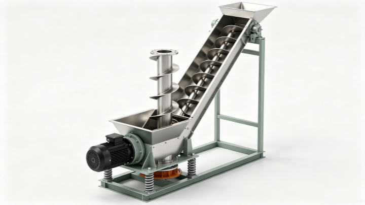Vibrating Spiral Elevator Dahan CZT series for vertical conveying and cooling of plastic pellets