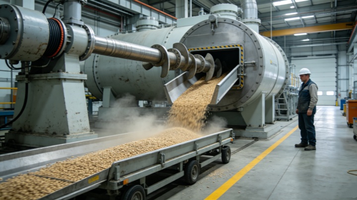 Full-length pneumatic discharge door opening for rapid 10-second batch unloading on a single shaft paddle mixer