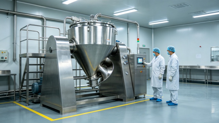 Conical screw mixer in production application