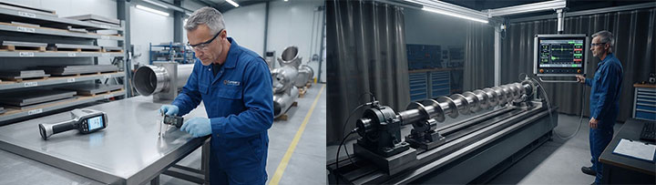 Custom Industrial Screw Conveyor - Rigorous Quality Control Inspection and Dynamic Balancing Test